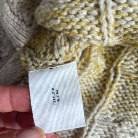 Anthropologie Sparrow Ombre Cable Knit Crewneck Sweater Size Small Yellow Green - Picture 11 of 12